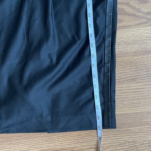 Max Mara Black Sheath Dress Sheer Shoulder Sleeve Leather Trim Made in Italy - Picture 8 of 16